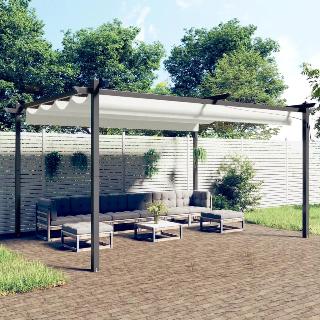 vidaXL Pergola da Giardino con Tetto Retrattile 4x3 m Crema