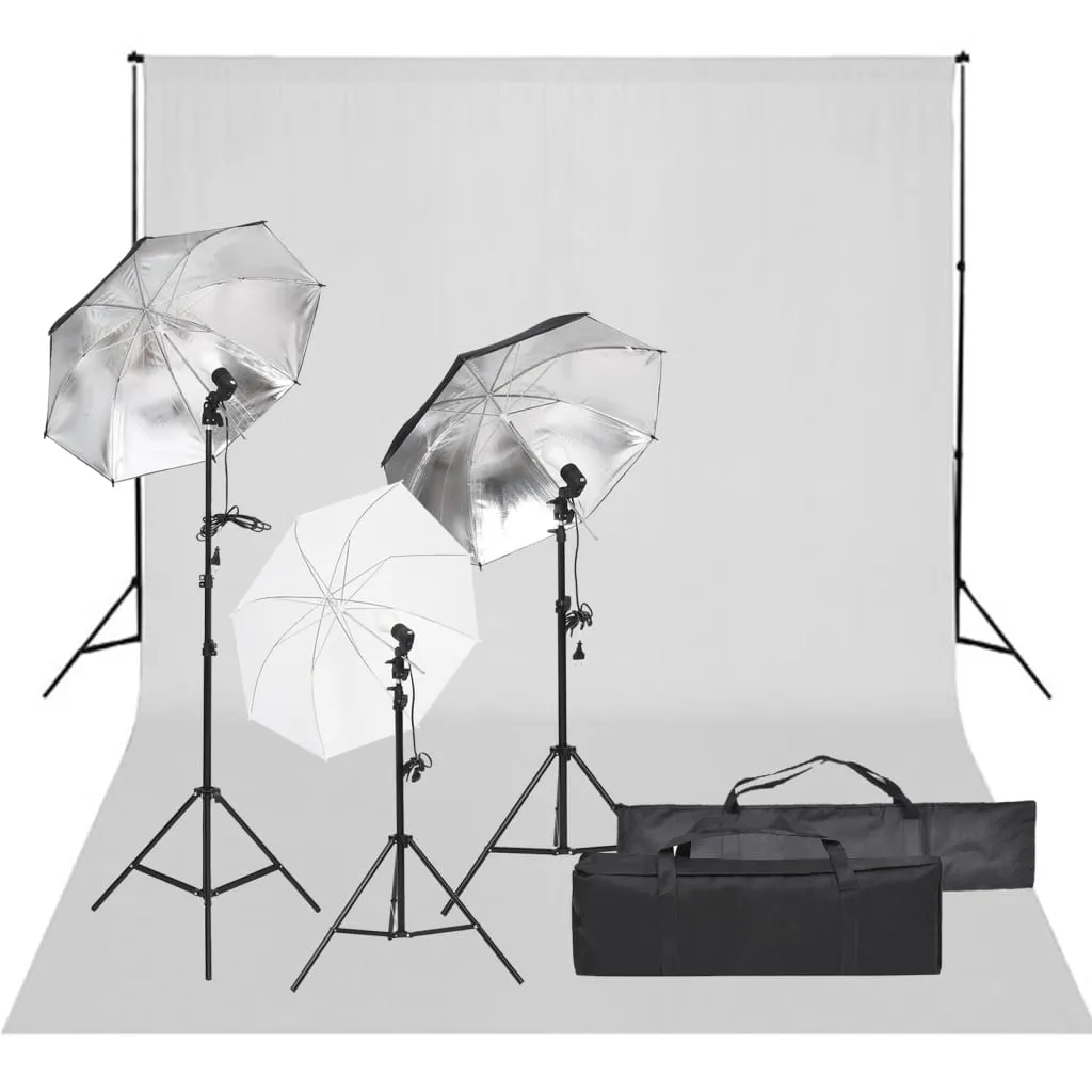 vidaXL Kit per Studio Fotografico con Set di Luci e Fondale