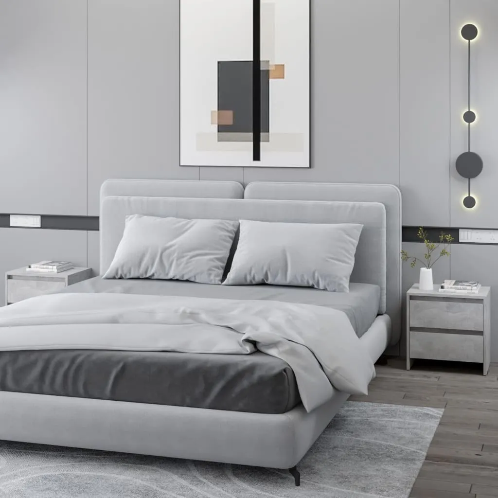 vidaXL Comodini 2 pz Grigio Cemento 45x34,5x44,5 cm in Truciolato