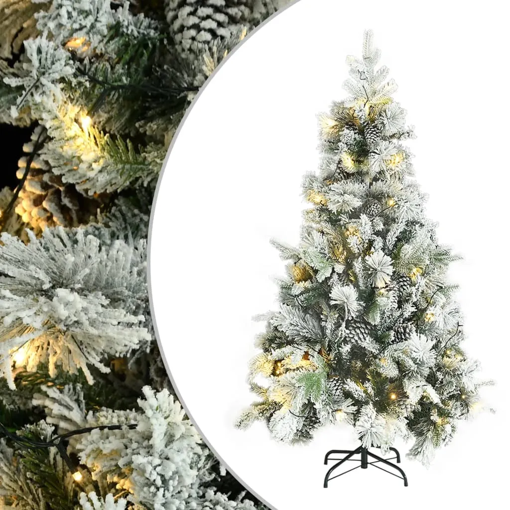 vidaXL Albero di Natale Innevato con LED e Pigne 195 cm in PVC e PE