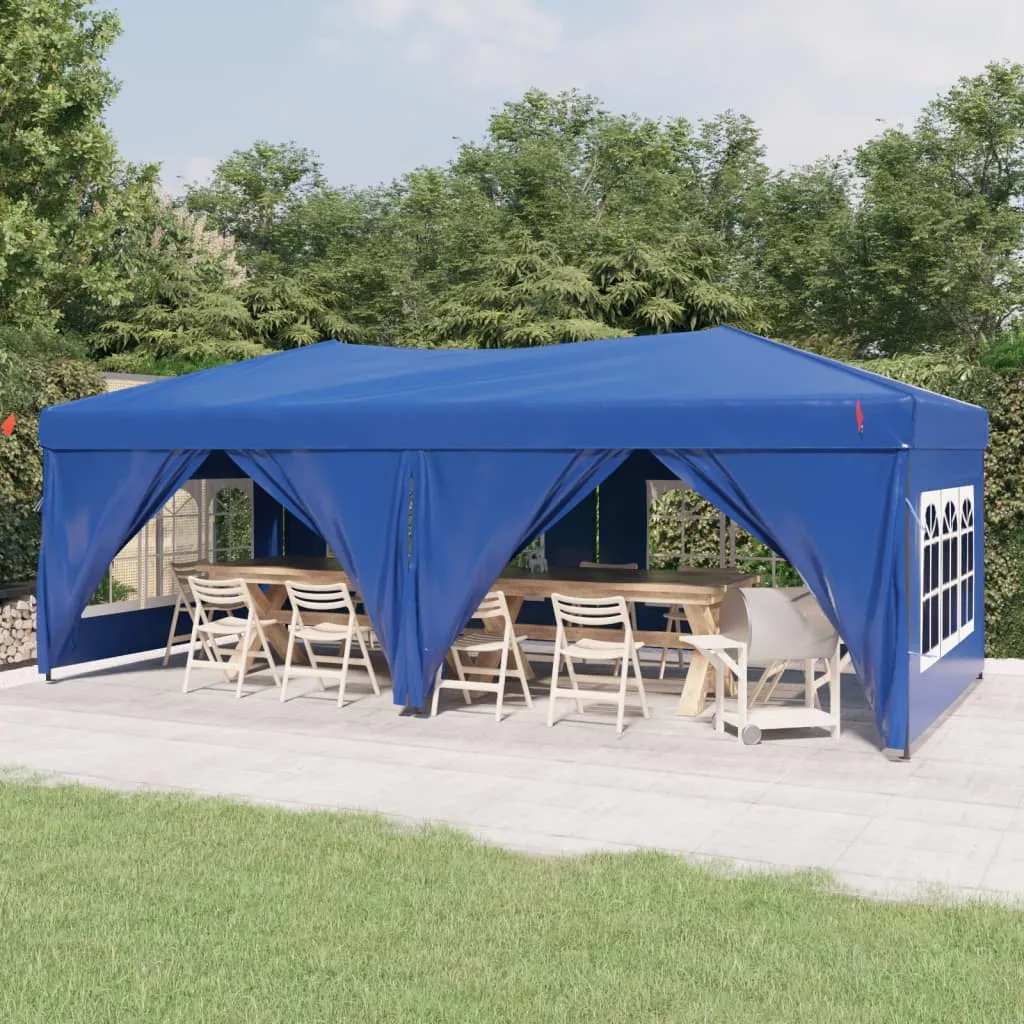 vidaXL Tenda per Feste Pieghevole con Pareti Laterali Blu 3x6 m