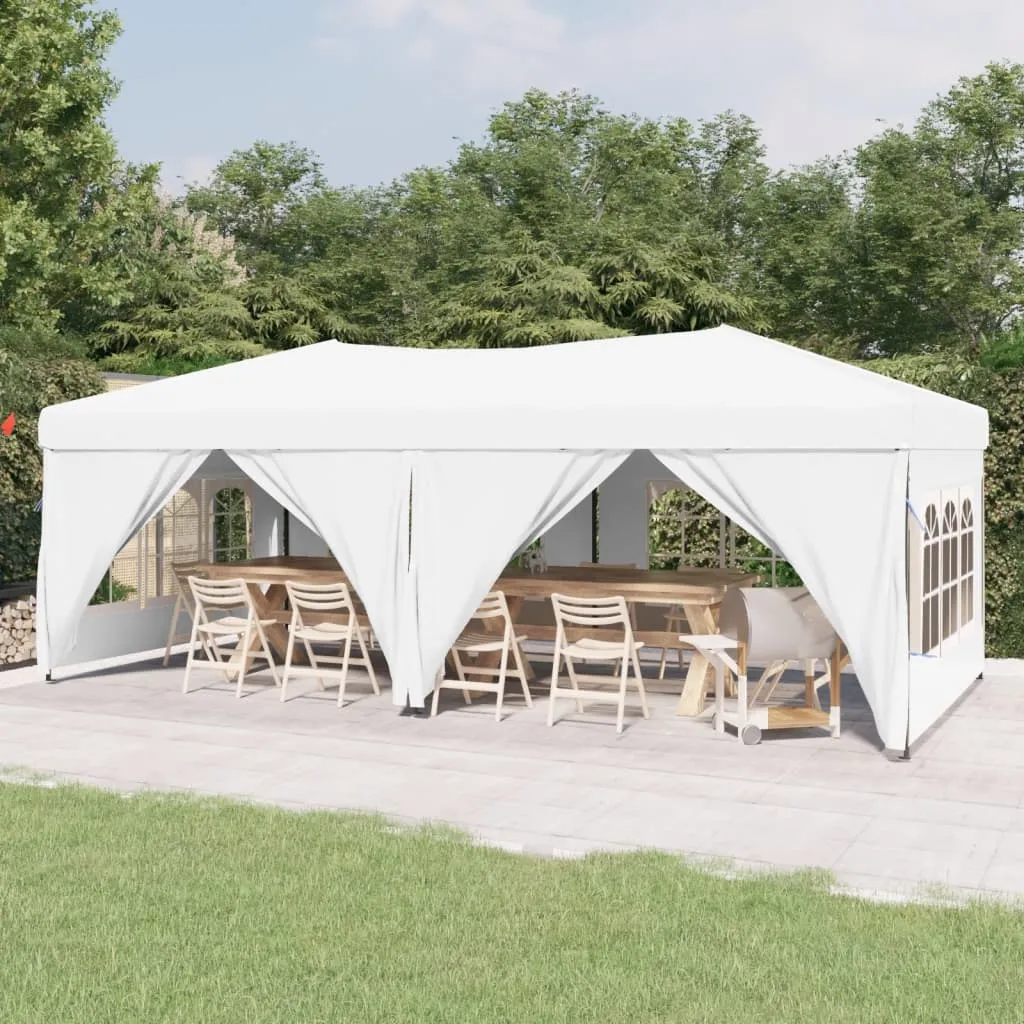 vidaXL Tenda per Feste Pieghevole con Pareti Laterali Bianco 3x6 m