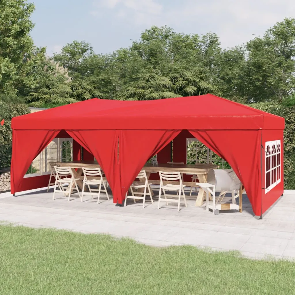 vidaXL Tenda per Feste Pieghevole con Pareti Laterali Rosso 3x6 m