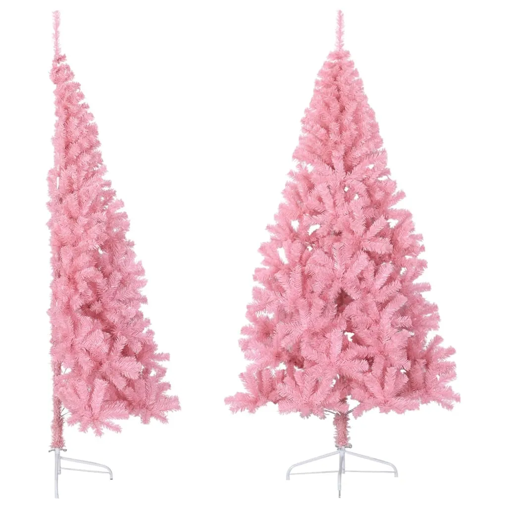 vidaXL Albero di Natale Artificiale a Metà con Supporto Rosa 210cm PVC