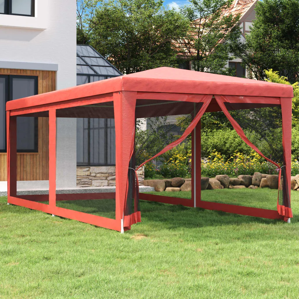 vidaXL Tenda per Feste con 6 Pareti Laterali in Rete Rosso 3x6 m HDPE