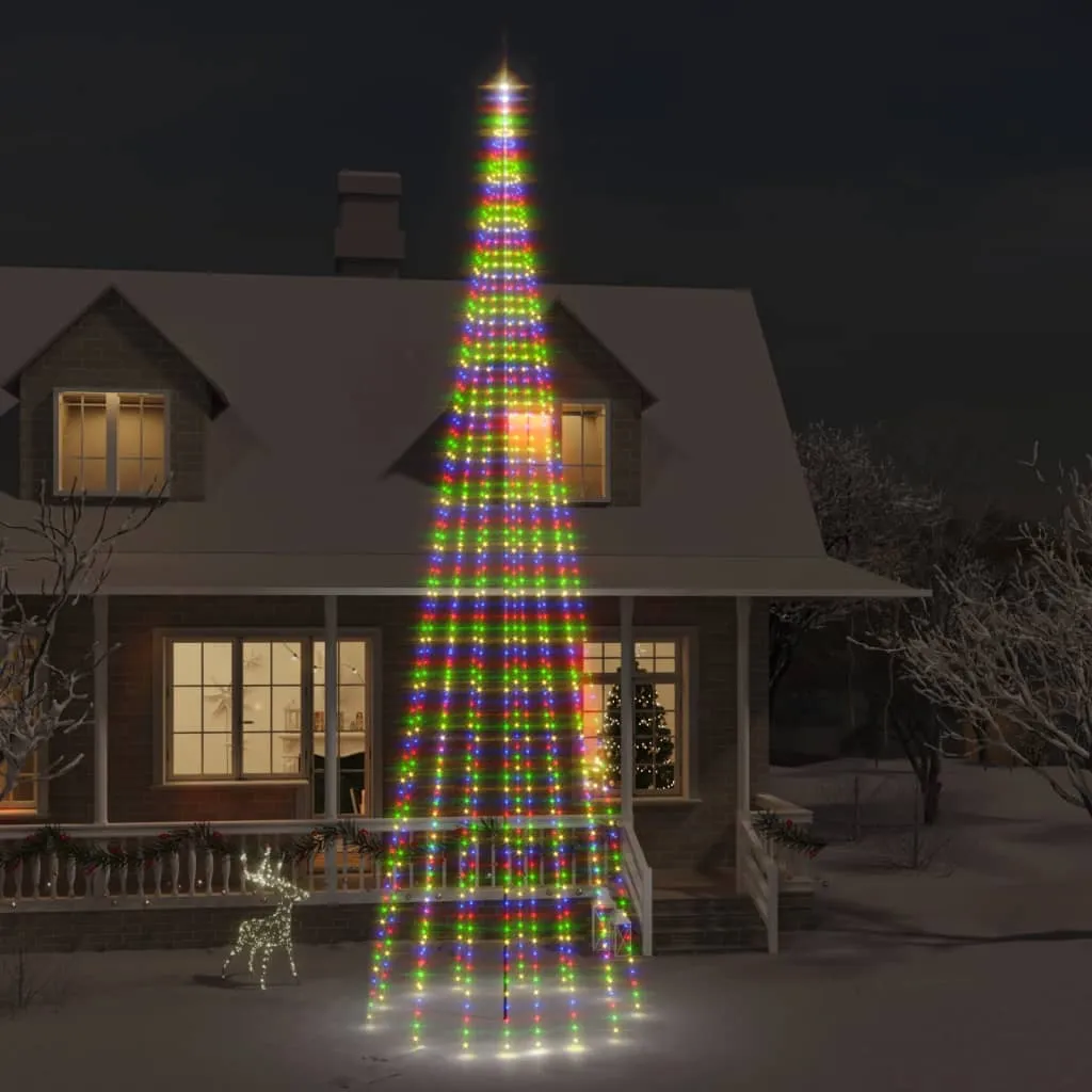 vidaXL Albero di Natale Pennone Colorato 1134 LED 800 cm
