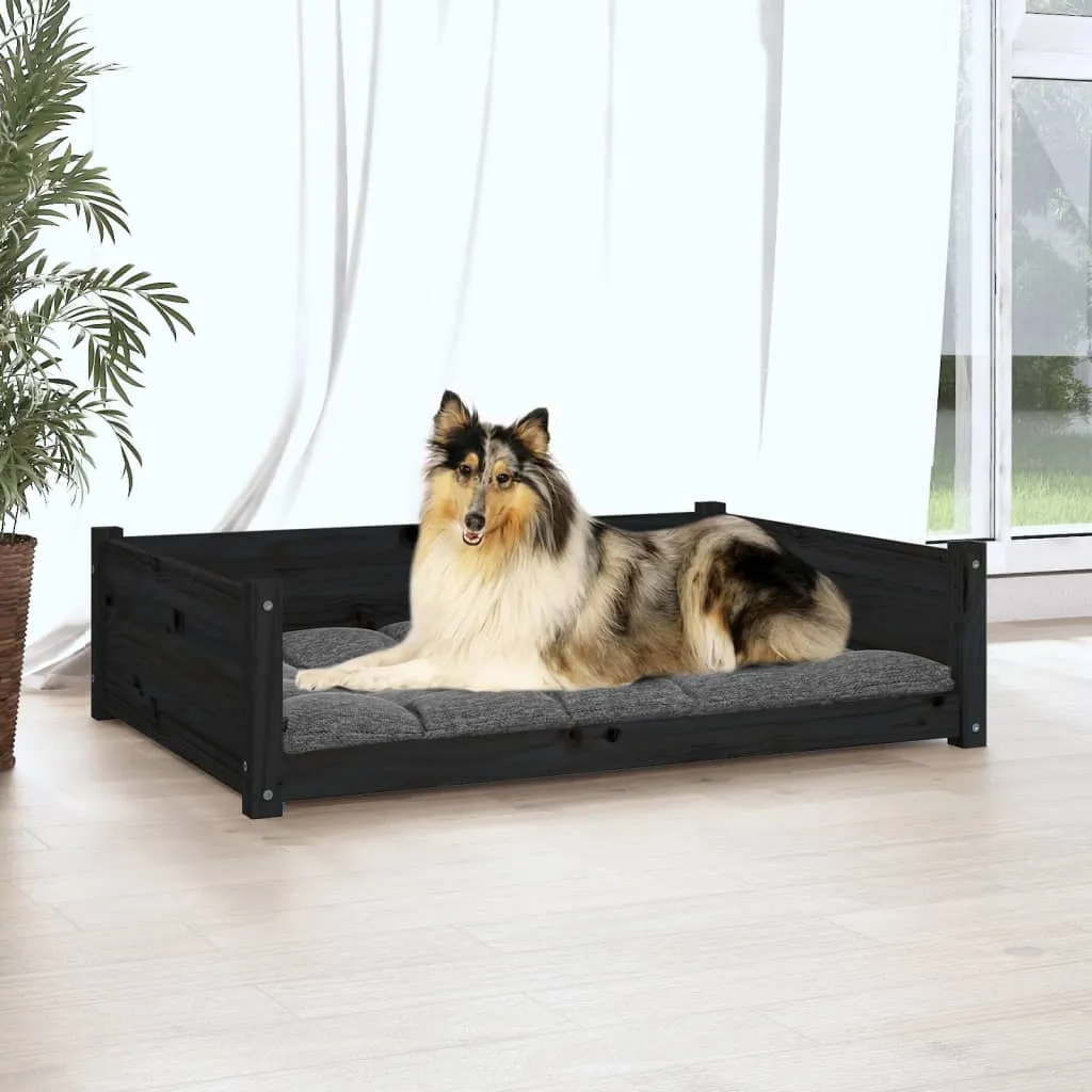 vidaXL Cuccia per Cani Nera 95,5x65,5x28cm in Legno Massello di Pino