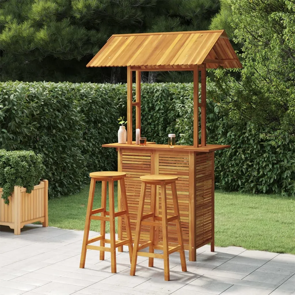 vidaXL Set da Bar per Giardino 3 pz in Legno Massello di Acacia