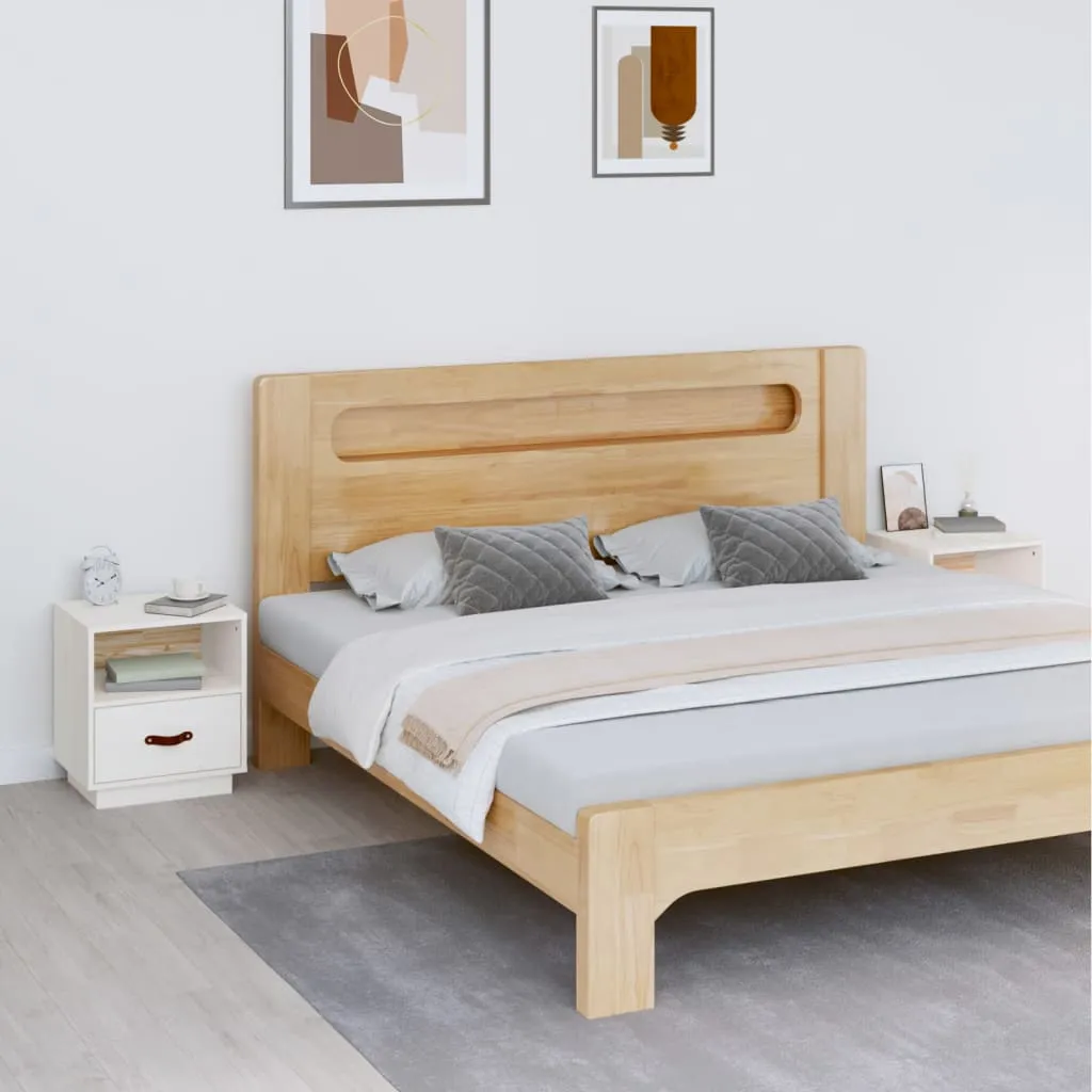 vidaXL Comodini Bianco 2 pz 40x34x45 cm in Legno Massello di Pino