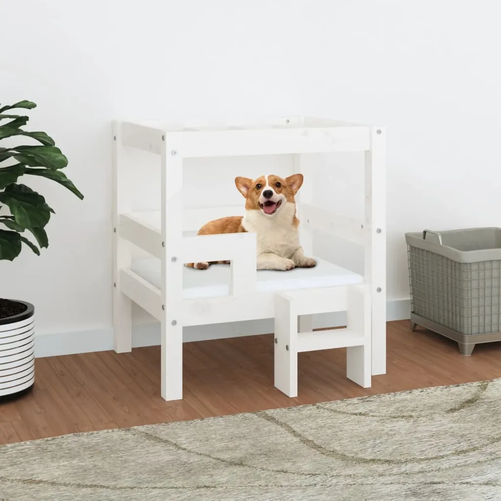 vidaXL Cuccia per Cani Bianco 55,5x53,5x60cm in Legno Massello di Pino