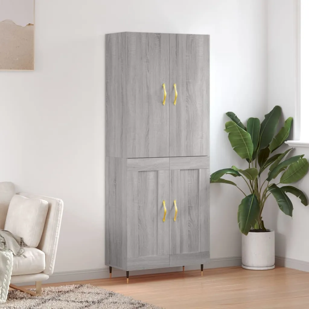 vidaXL Credenza Grigio Sonoma 69,5x34x180 cm in Legno Multistrato