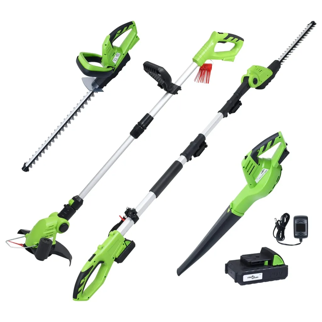 vidaXL Set 4 Utensili da Giardino a Batteria con Batterie e Caricatore