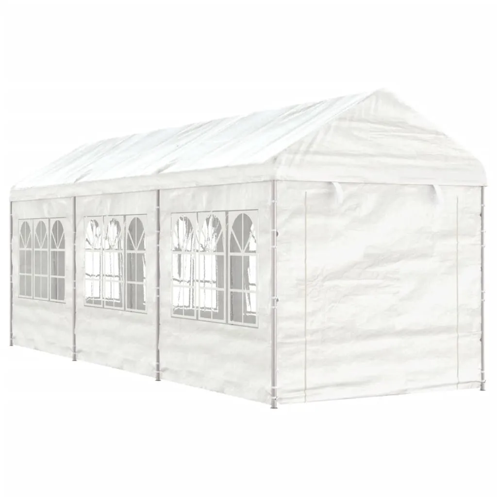 vidaXL Gazebo con Tetto Bianco 6,69x2,28x2,69 m in Polietilene