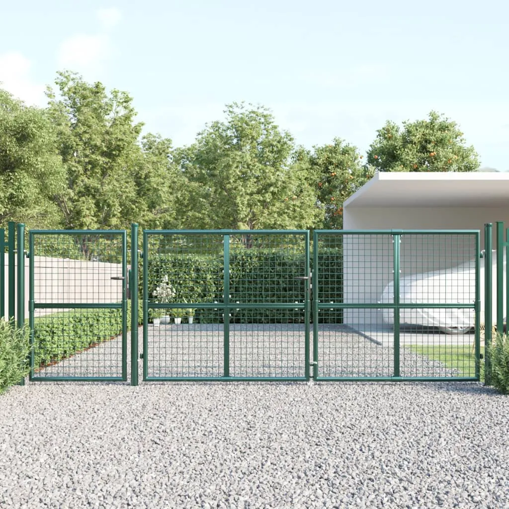 vidaXL Cancello da Giardino in Rete Verde 400x175 cm Acciaio Zincato