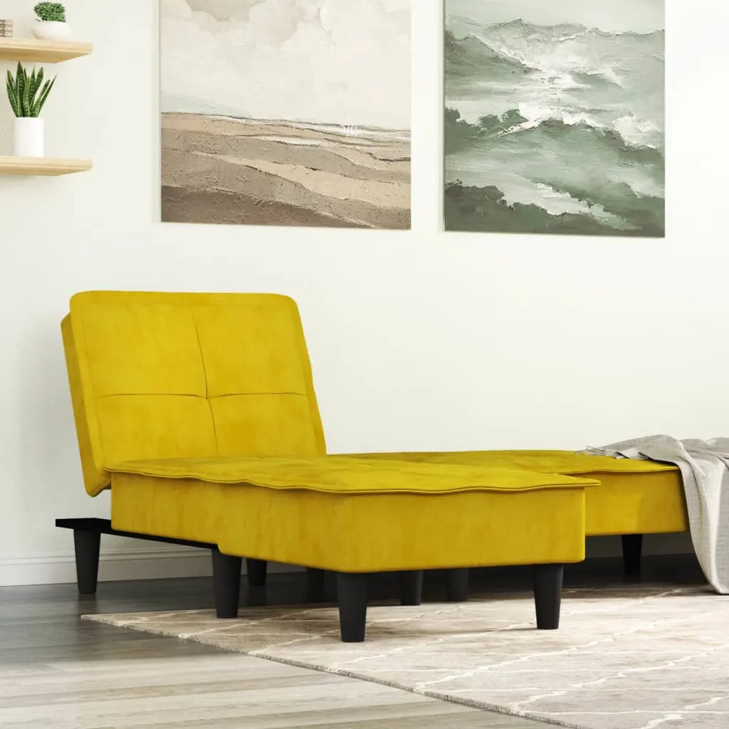 vidaXL Chaise Longue in Velluto Giallo