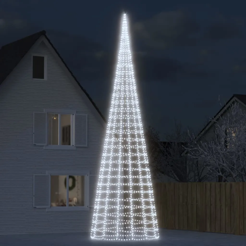 vidaXL Luce Albero di Natale su Pennone 3000LED Bianco Freddo 800cm