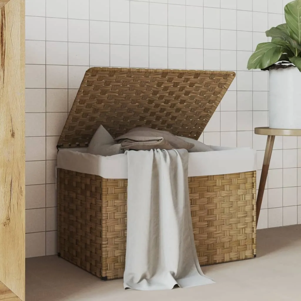 vidaXL Cesto Portabiancheria con Coperchio 55,5x35x34 cm Polyrattan