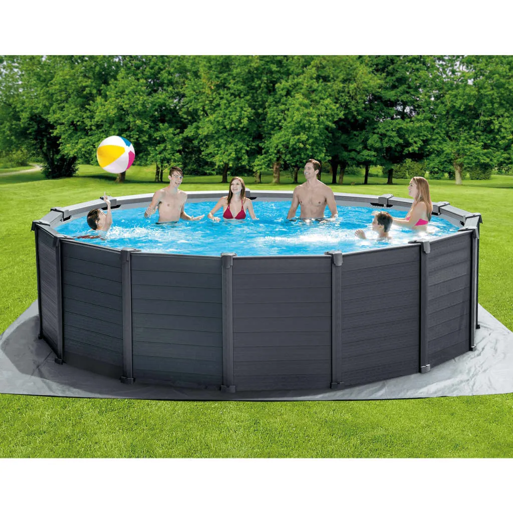 INTEX Set Piscina Fuori Terra Graphite Gray Panel 478x124 cm