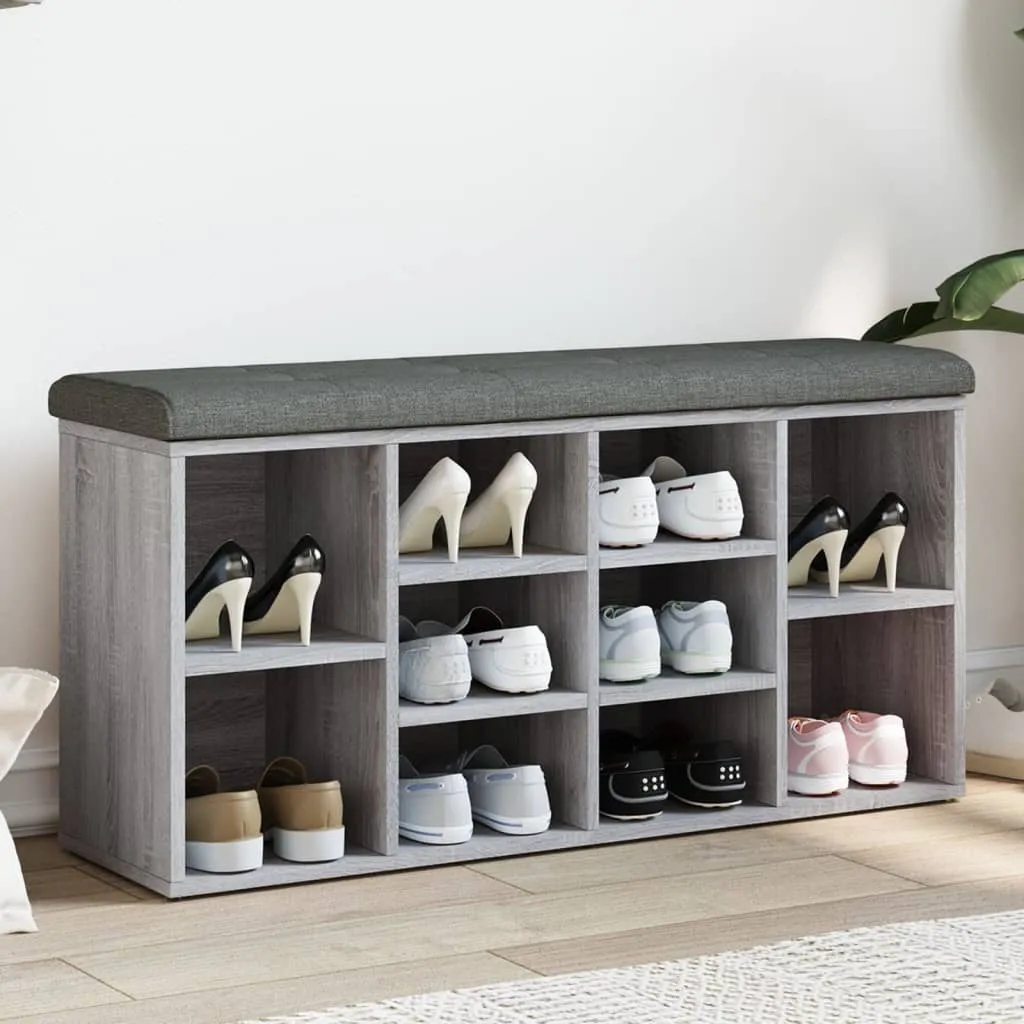 vidaXL Panca Porta Scarpe Grigio Sonoma 102x32x50 cm Legno Multistrato