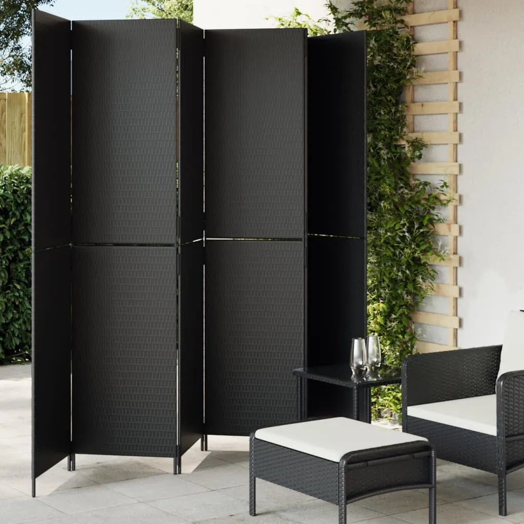 vidaXL Divisorio per Ambienti a 6 Pannelli Nero in Polyrattan