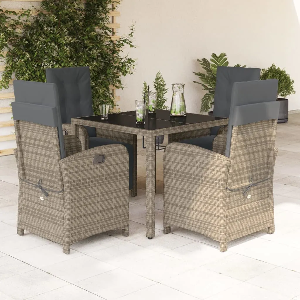 vidaXL Set da Pranzo da Giardino 5 pz con Cuscini in Polyrattan Grigio