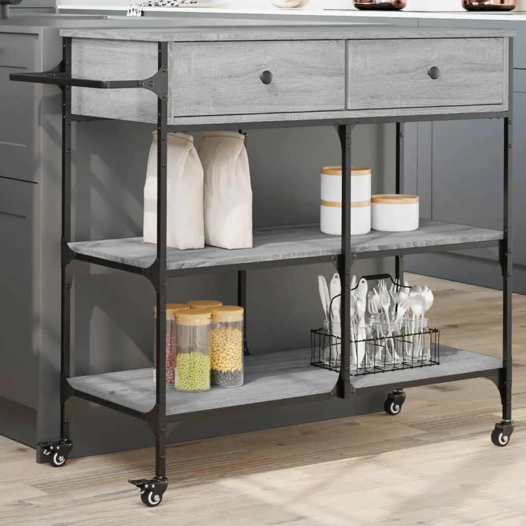 vidaXL Carrello Cucina Grigio Sonoma 105x42x95 cm in Legno Multistrato