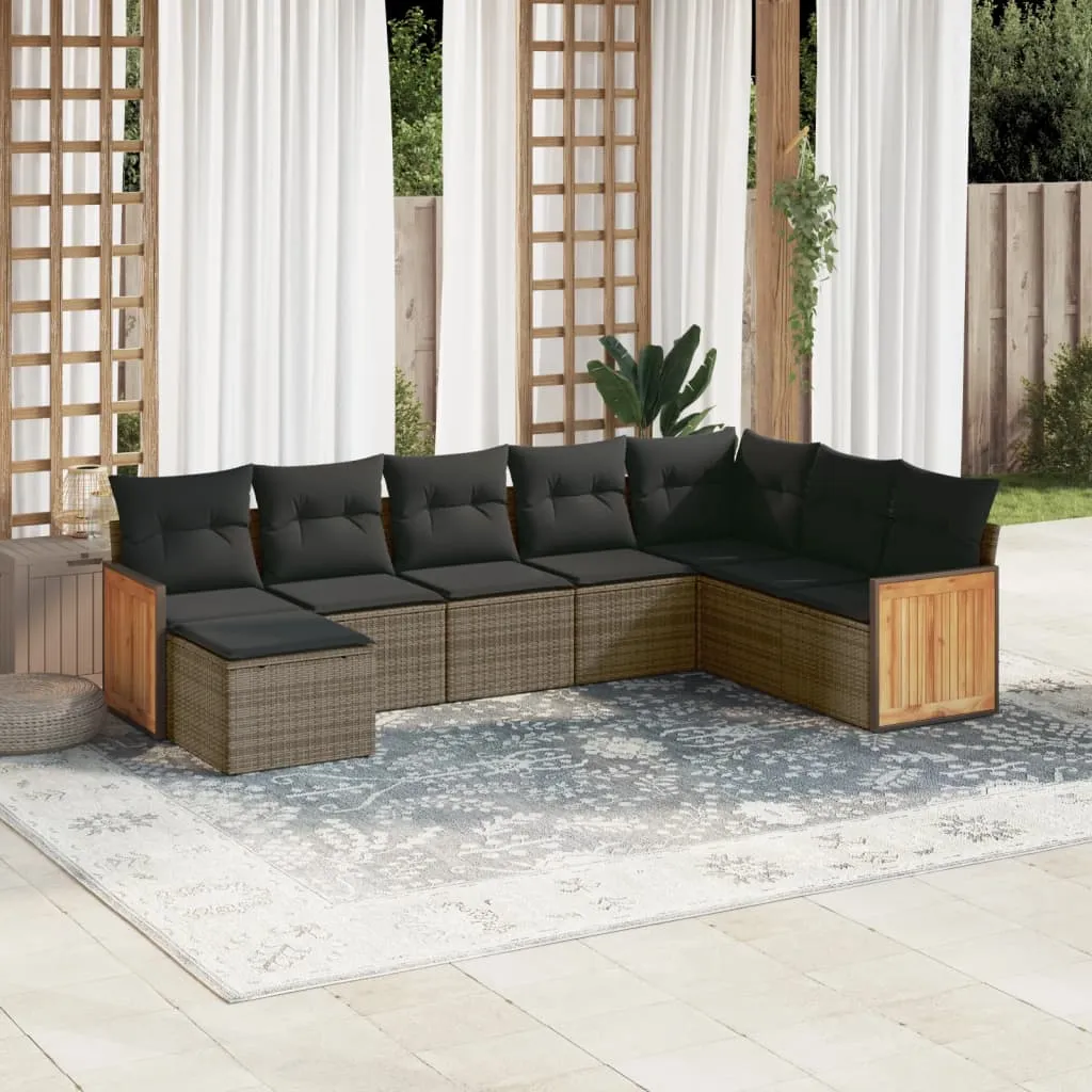 vidaXL Set Divano da Giardino 8 pz con Cuscini Grigio in Polyrattan