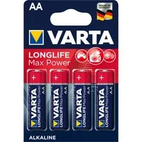 Longlife Max Power, Batteria Alcalina, AA, Mignon, LR6, 1.5V, Blister da 4, Made in Germany