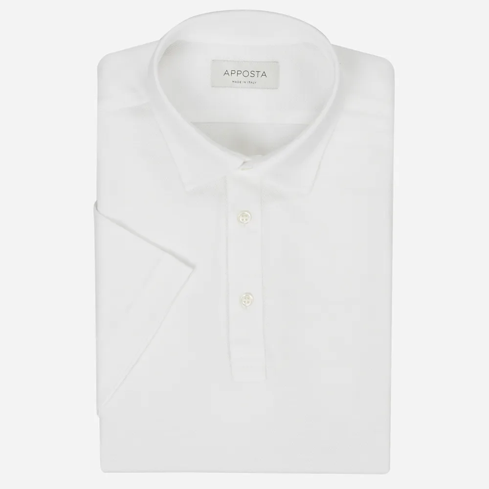 Camicia tinta unita bianco lino tela, collo stile italiano aggiornato