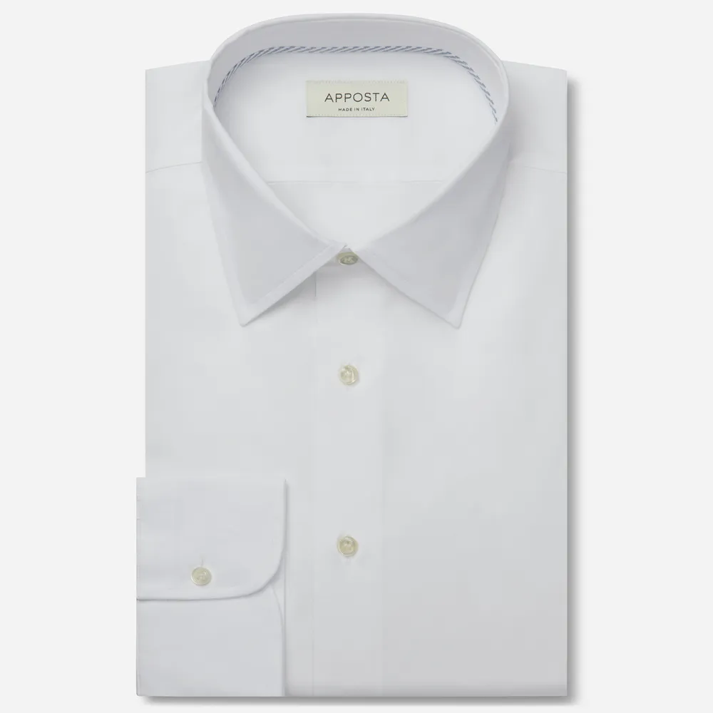 Camicia tinta unita bianco 100% puro cotone oxford, collo stile francese punte corte