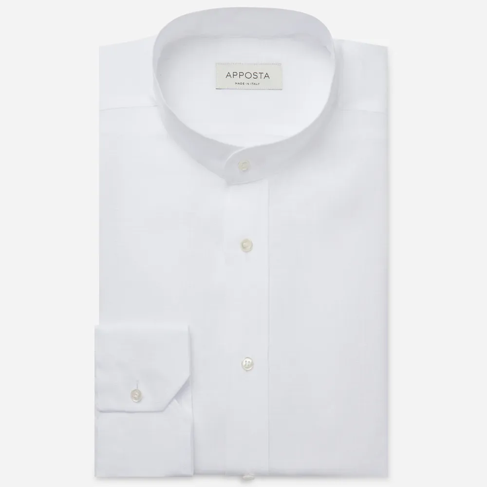 Camicia tinta unita bianco lino tela, collo stile coreana