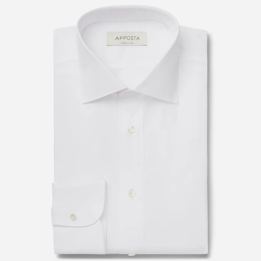Camicia tinta unita bianco 100% puro cotone oxford, collo stile semifrancese