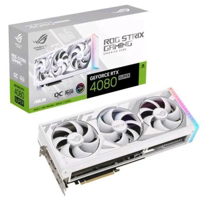  rog -strix-rtx4080s-o16g-white nvidia geforce rtx 4080 super 16 gb gddr6x white edition triple fan pci express 4.0 2 x hdmi 3 x displayport