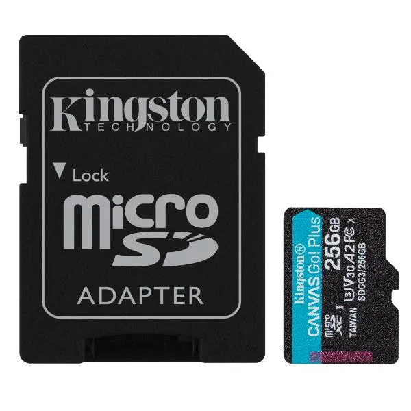  Technology Scheda microSDXC Canvas Go Plus 170R A2 U3 V30 da 256GB + adattatore