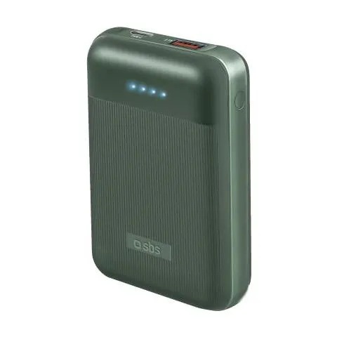 Power bank 10000mA Power Delivery 20W Verde gommato TEBB10000PD20RUG
