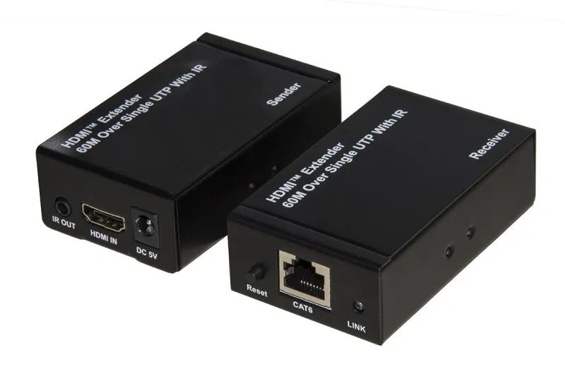 EXTENDER HDMI TRAMITE CAVO RETE CAT 5/6 FINO 60MT INFRAROSSO TELECOMAND