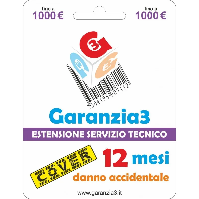 GARANZIA3 COVER 12 MESI MESSIMALE DI COPERTURA 1000