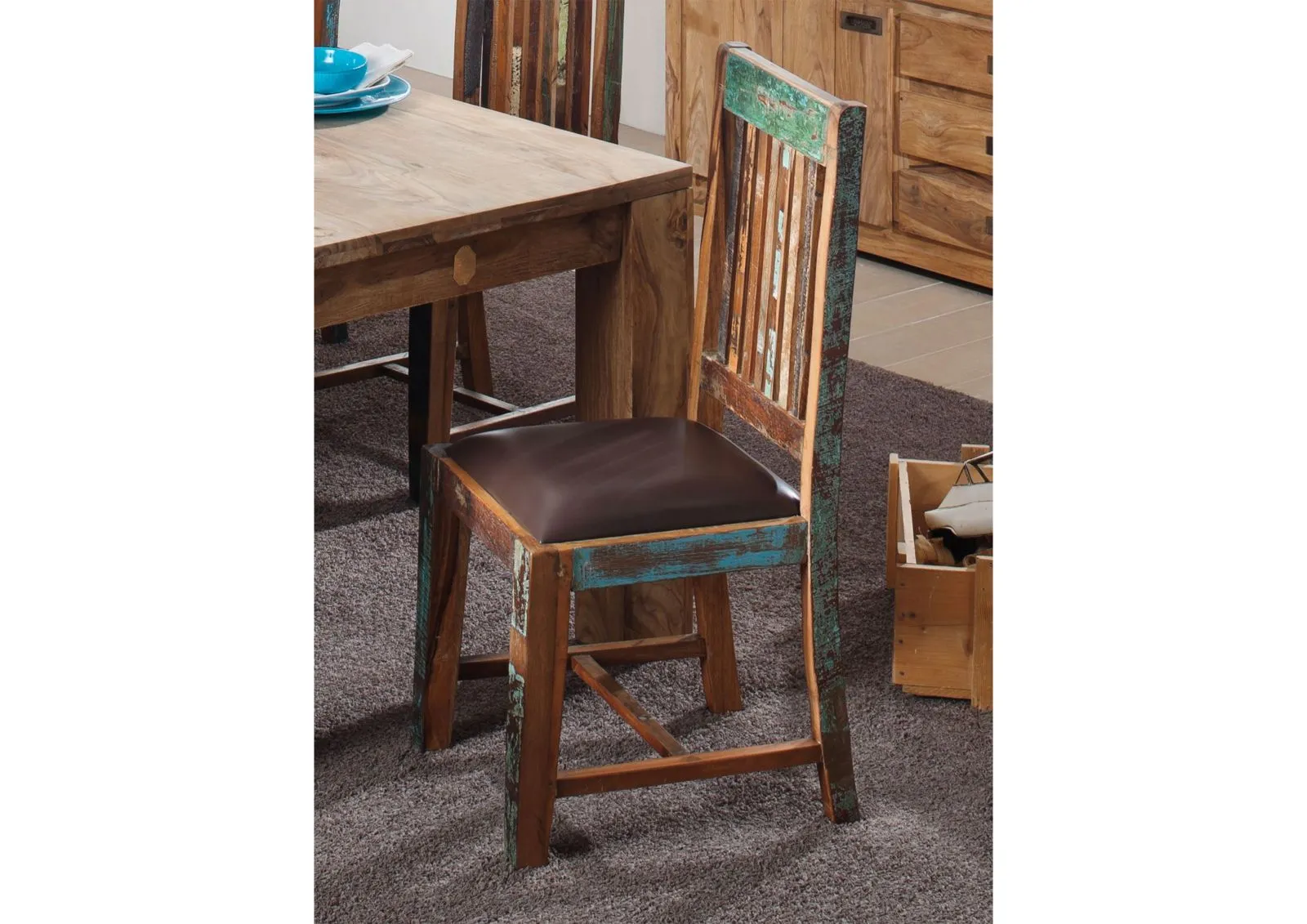 Set di 2 sedie in legno riciclato - laccato / multicolore 45x45x100 NATURE OF SPIRIT #56