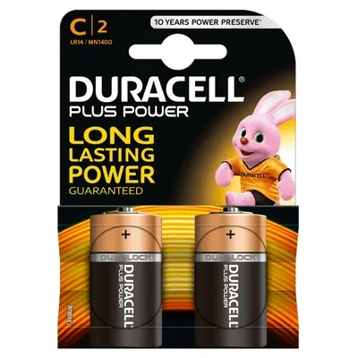 Duracell Plus Power 2 Batterie mezzatorcia C 1,5V Alcaline