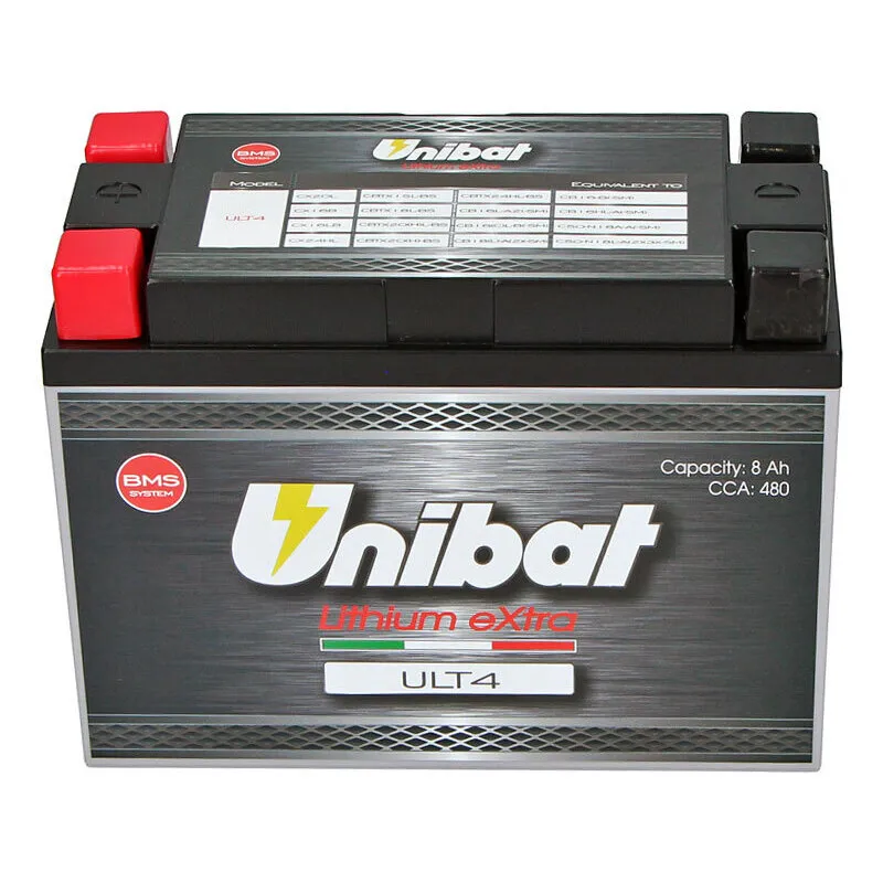 Batteria litio Li-Ion Unibat X-Racer eXtra ULT4 12V-480A, 8Ah