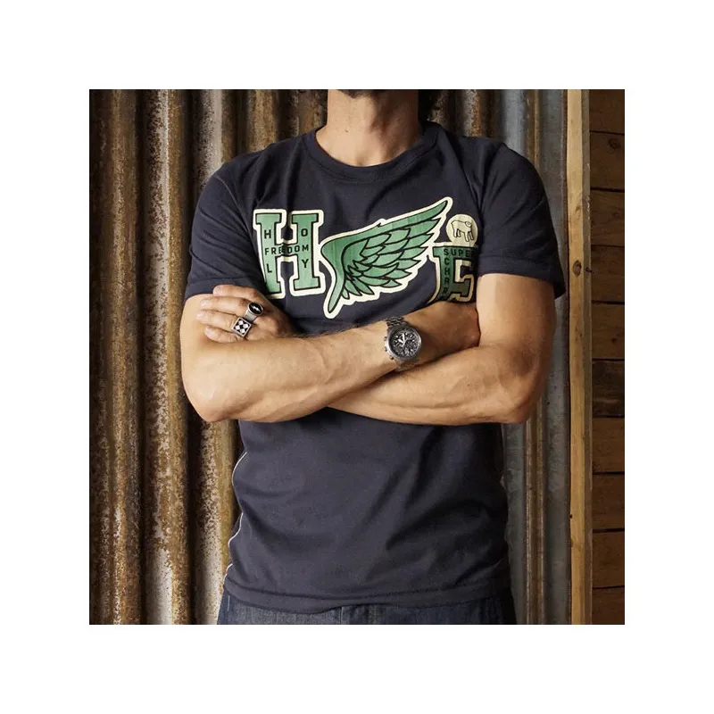 T-Shirt maniche corte Holy Freedom Ala blu navy/verde
