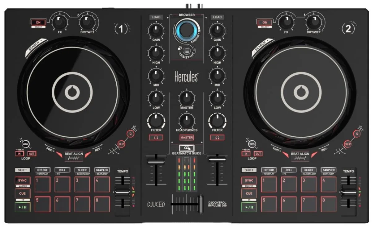 Hercules DJControl Inpulse 300 Mixer con controllo DVS (Digital Vinyl System) Nero