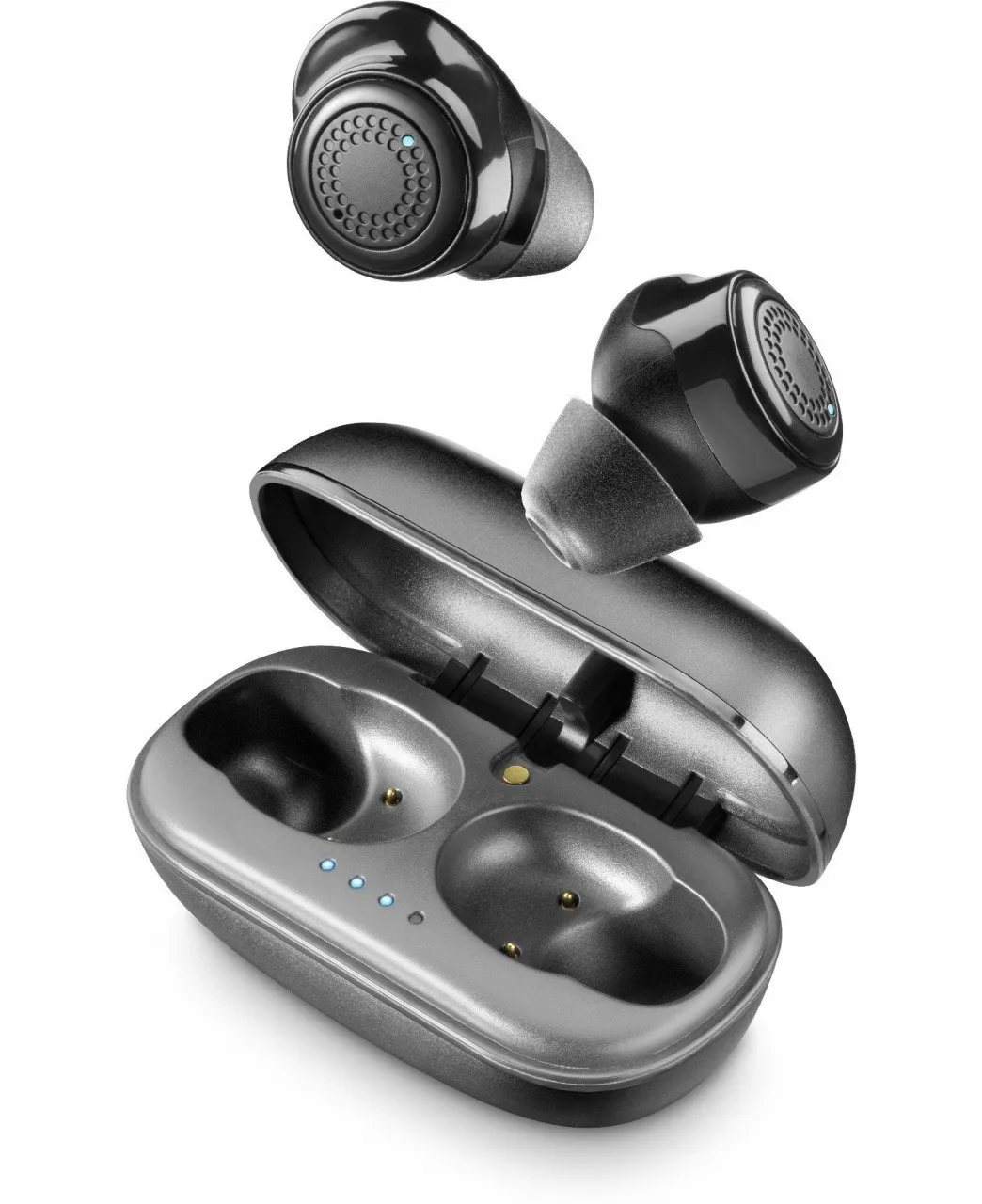 Cellularline Petit - Universale Auricolari Bluetooth in-ear senza fili con caricabatteria portatile Nero
