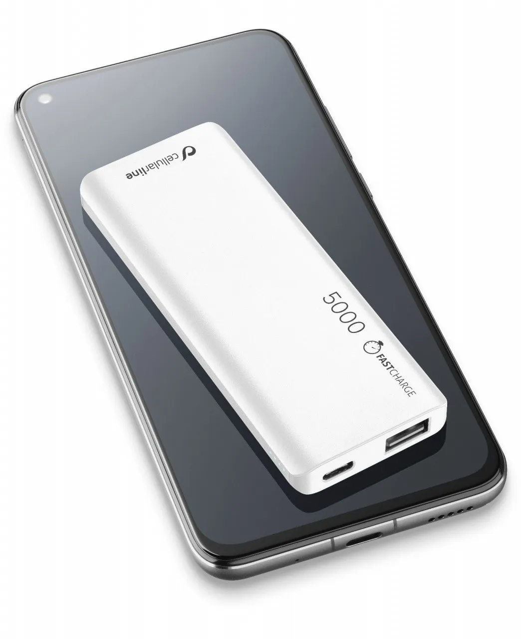 Cellularline FreePower Slim 5000 - Universale Caricabatterie portatile ultrasottile Bianco
