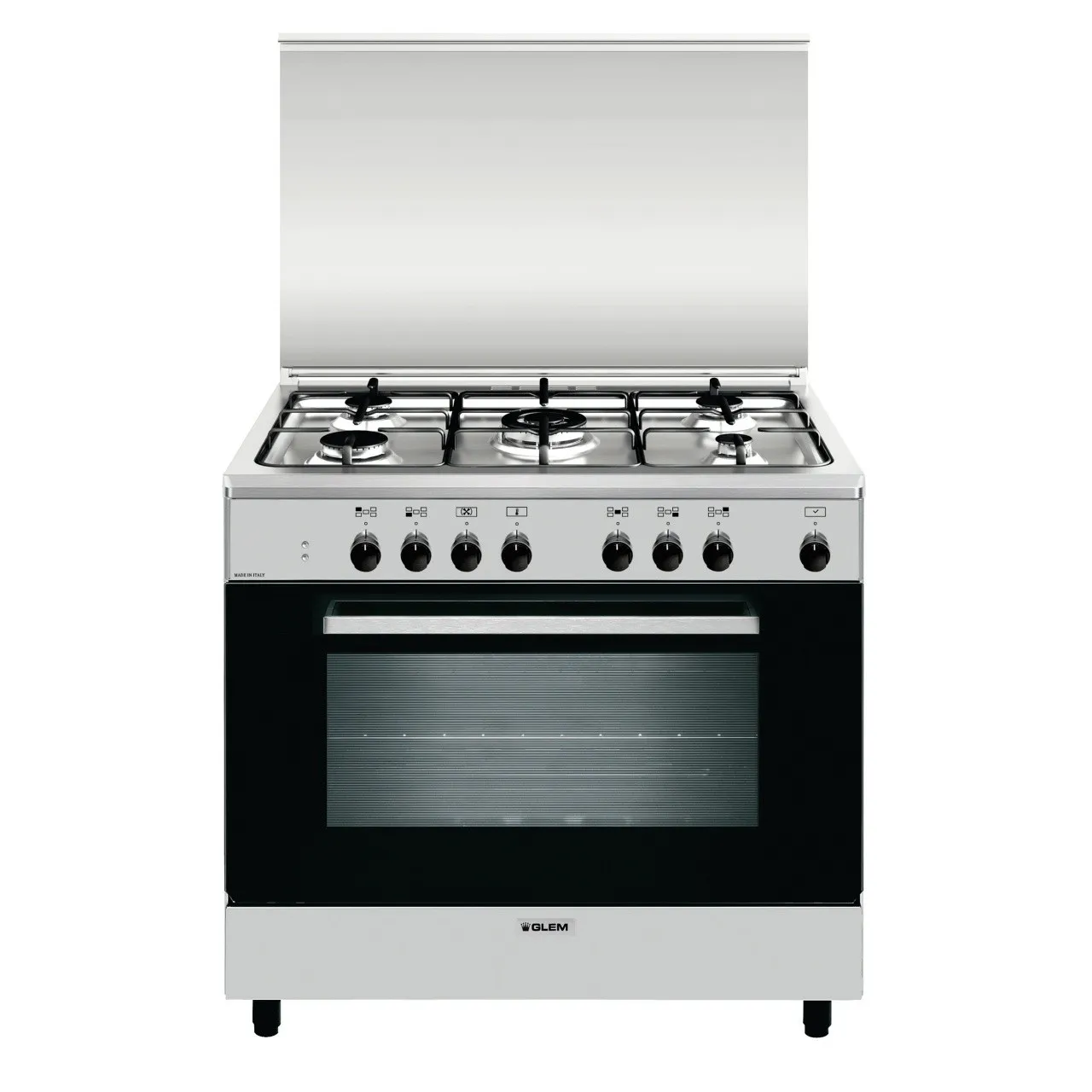 Glem AN965MI6 - Cucina a Gas, 5 Fornello(i), 90 cm, Forno Elettrico Multifunzione, Acciaio Inossidabile, Classe A