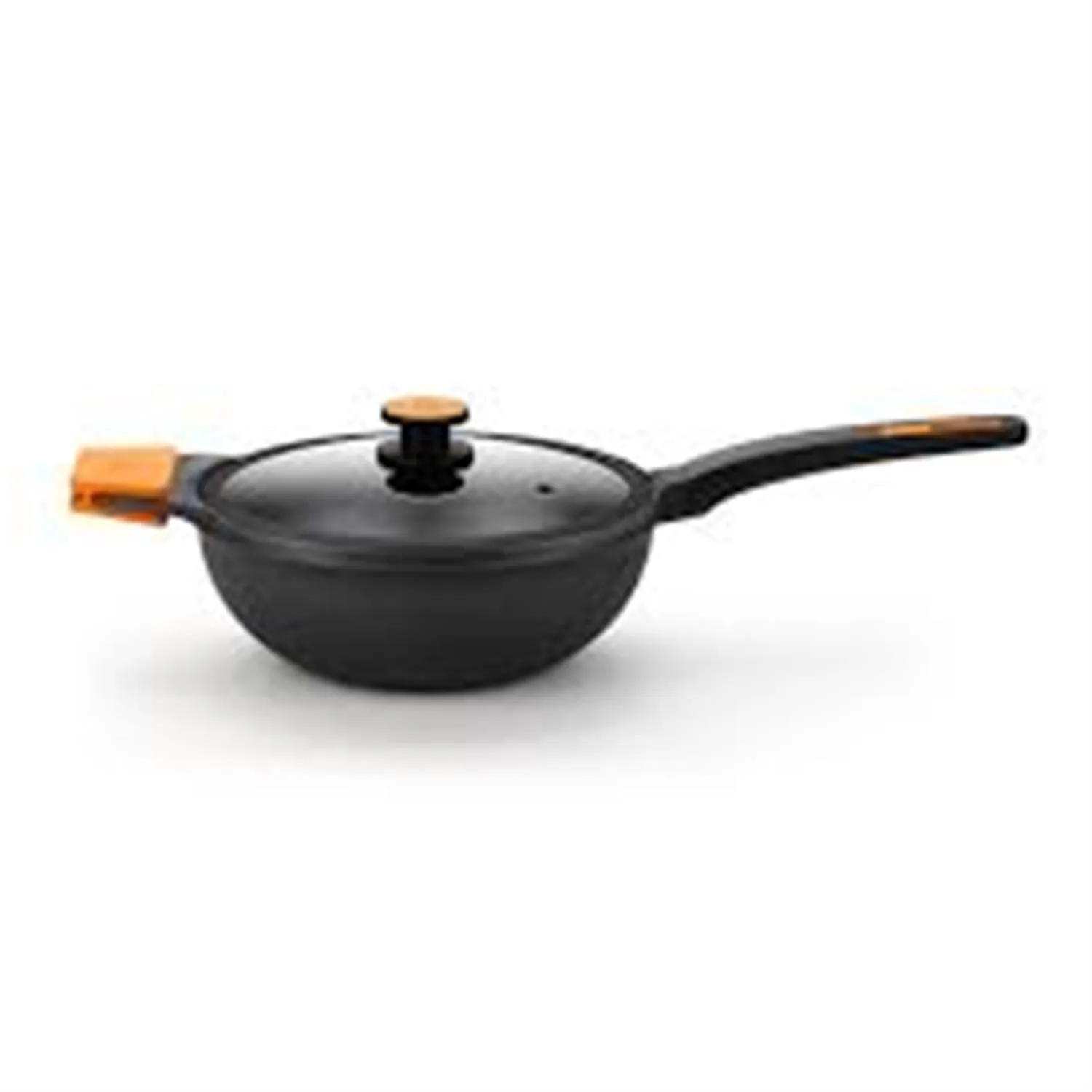 Wok in alluminio antiaderente con coperchio per induzione, linea Efficient Plus, diam.28cm