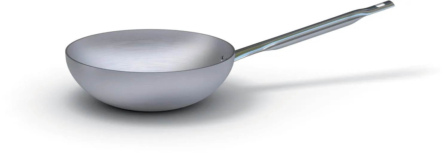 Padella wok in alluminio "a mantecare" con manico in acciaio inox, spessore 3 mm, diam. 28cm