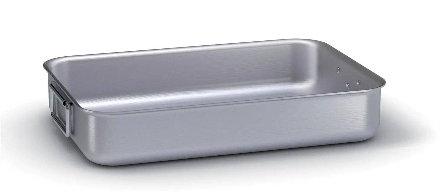 Rostiera alta pesante in alluminio con maniglie snodabili in acciaio inox, spessore 3 mm, dim.45x33cm