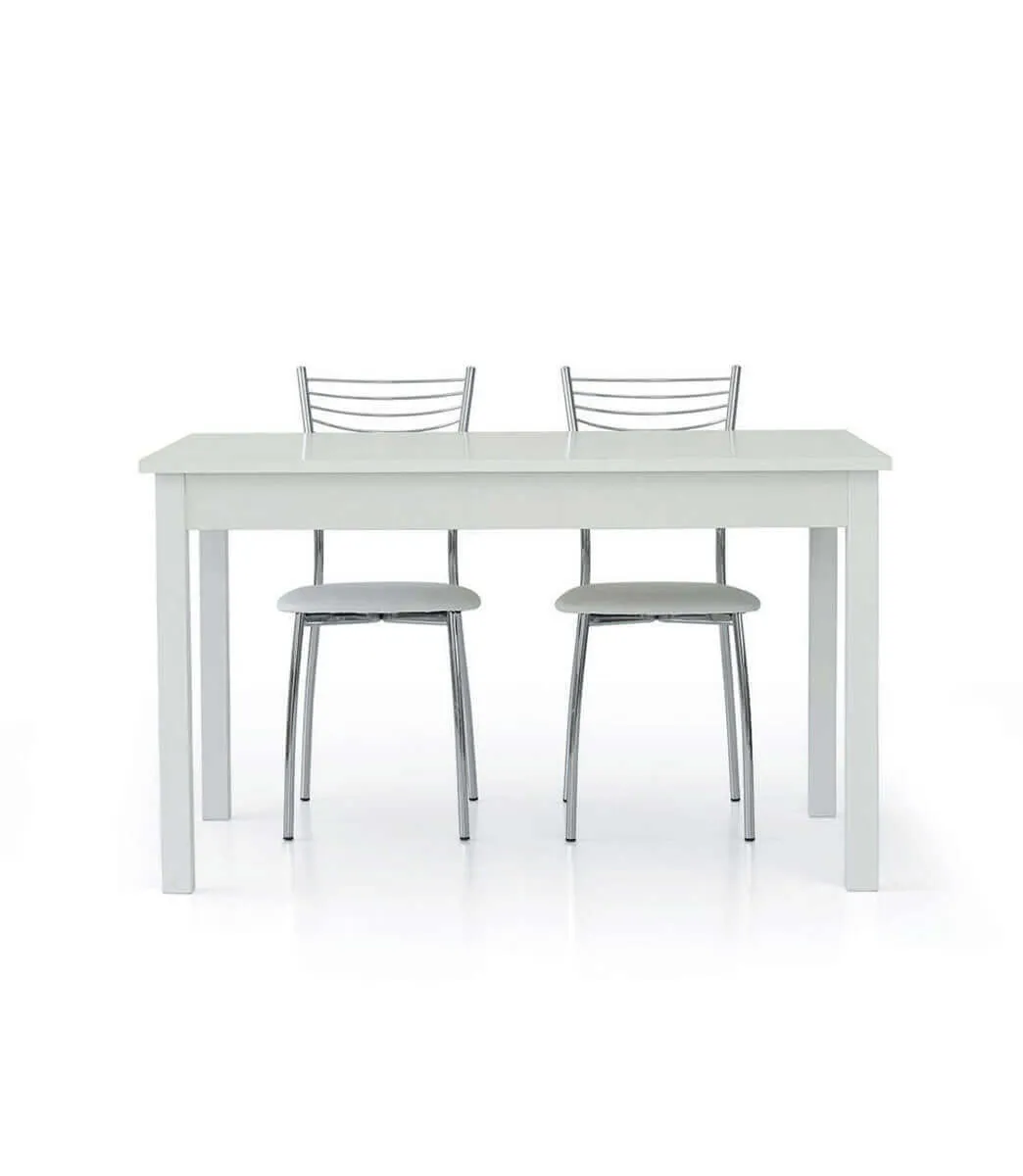 Tavolo rettangolare allungabile in legno bianco 6/10 persone 140/200 cm - 