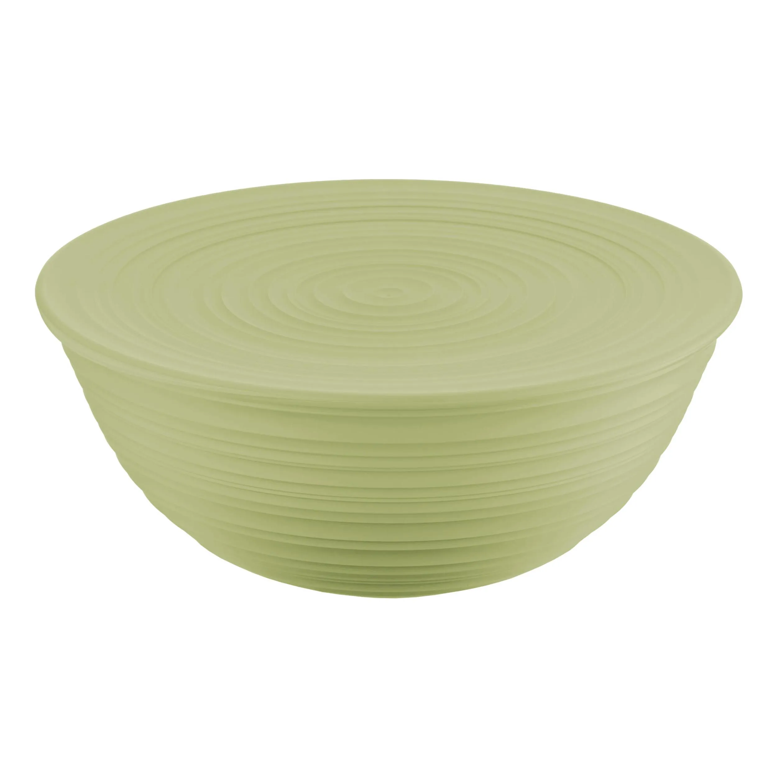 CONTENITORE con coperchio Tierra X L Diametro 30xh13 cm - CC 5000 ottenuto riciclando 15,6 bottiglie di plastica Post Consumed Recycled Poliestereastic, Verde alga